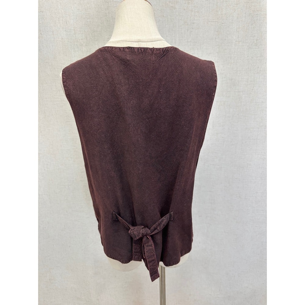Raviya Brown Floral Embroidered Velvet Trim Rayon Vest Womens One Size Boho 90s - Picture 6 of 16